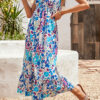 Fashion Elegant Print Split Joint V Neck A Line Dresses