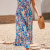 Fashion Elegant Print Split Joint V Neck A Line Dresses