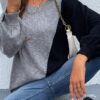 Fashion Casual Solid Split Joint O Neck Tops