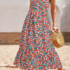 Fashion Elegant Print Split Joint V Neck A Line Dresses