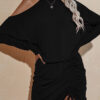 Fashion Casual Solid Split Joint O Neck Wrapped Skirt Dresses