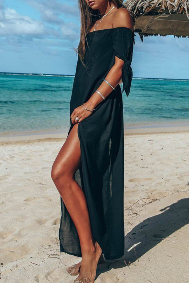 Fashion Casual Slit Off the Shoulder Irregular Dresses