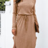 Casual Solid Split Joint Oblique Collar Waist Skirt Dresses