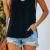 Fashion Casual Solid Asymmetrical V Neck Tops