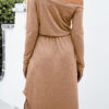 Casual Solid Split Joint Oblique Collar Waist Skirt Dresses