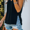 Fashion Casual Solid Asymmetrical V Neck Tops