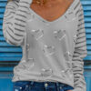 Fashion Elegant Print V Neck T-Shirts