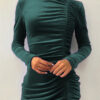 Elegant Solid Draw String Turtleneck Wrapped Skirt Dresses