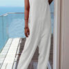 Fashion Elegant Solid Pocket Spaghetti Strap Loose Jumpsuits