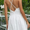 Fashion Elegant Solid Split Joint Backless V Neck A Line Dresses