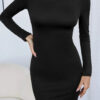 Fashion Casual Solid Backless O Neck Wrapped Skirt Dresses