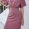 Fashion Elegant Solid Split Joint O Neck Pencil Skirt Dresses