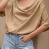 Fashion Casual Solid Split Joint V Neck T-Shirts