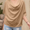 Fashion Casual Solid Split Joint V Neck T-Shirts