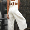 Fashion Casual Solid Backless V Neck Loose Jumpsuits