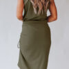 Fashion Casual Solid Draw String O Neck Pencil Skirt Dresses