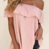 Fashion Casual Solid Split Joint Off the Shoulder T-Shirts