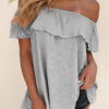 Fashion Casual Solid Split Joint Off the Shoulder T-Shirts