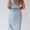 Fashion Casual Solid Draw String O Neck Pencil Skirt Dresses