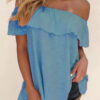 Fashion Casual Solid Split Joint Off the Shoulder T-Shirts