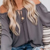 Fashion Casual Solid Split Joint Off the Shoulder Tops