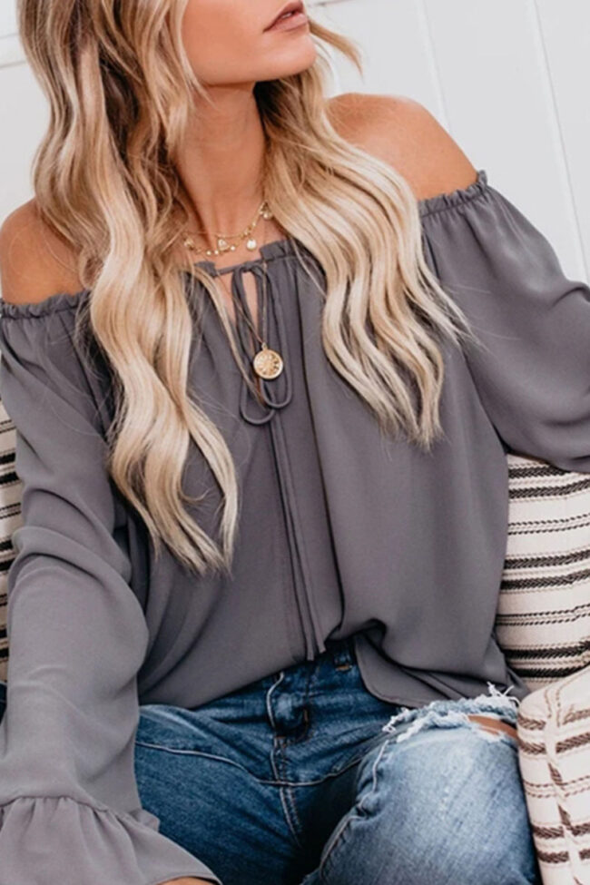 Fashion Casual Solid Split Joint Off the Shoulder Tops