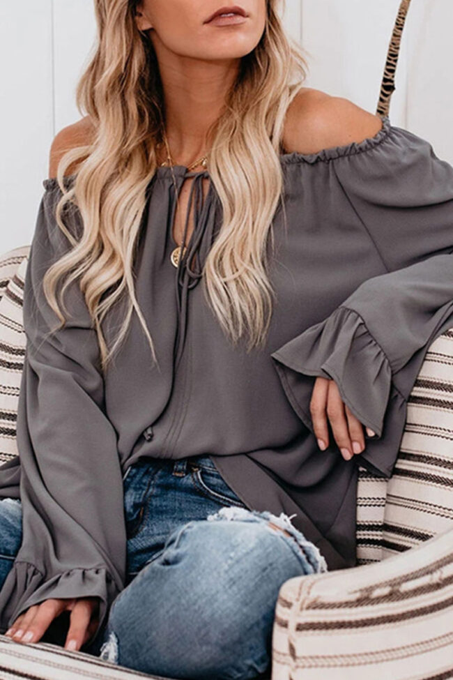 Fashion Casual Solid Split Joint Off the Shoulder Tops