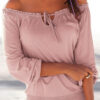 Fashion Casual Solid Split Joint Off the Shoulder Tops