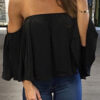 Fashion Casual Solid Split Joint Off the Shoulder Tops