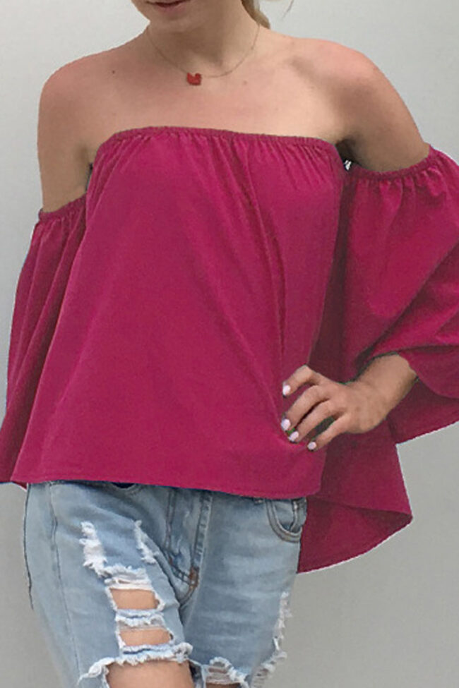 Fashion Casual Solid Split Joint Off the Shoulder Tops