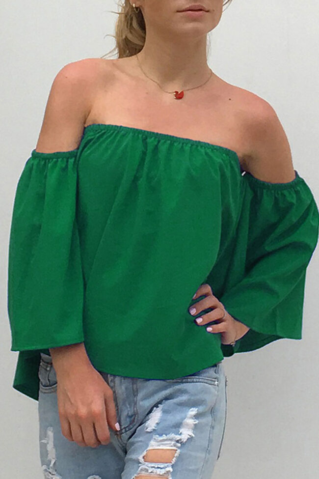 Fashion Casual Solid Split Joint Off the Shoulder Tops