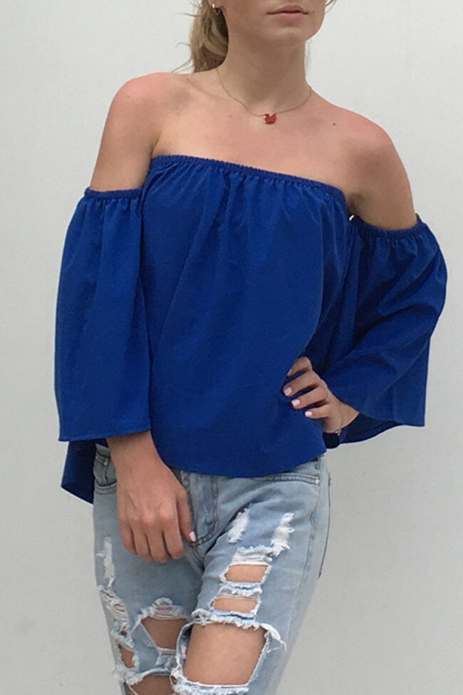 Fashion Casual Solid Split Joint Off the Shoulder Tops