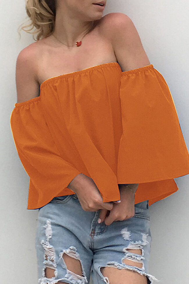 Fashion Casual Solid Split Joint Off the Shoulder Tops