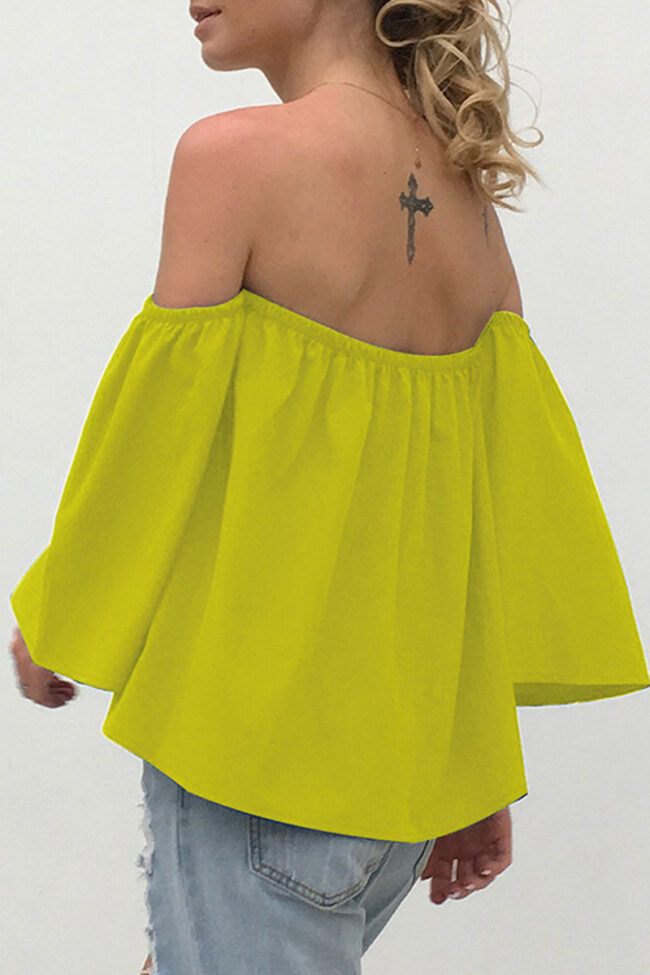 Fashion Casual Solid Split Joint Off the Shoulder Tops