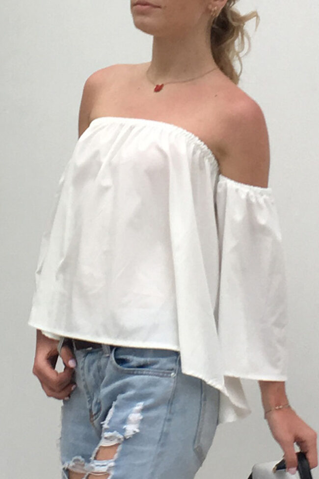 Fashion Casual Solid Split Joint Off the Shoulder Tops