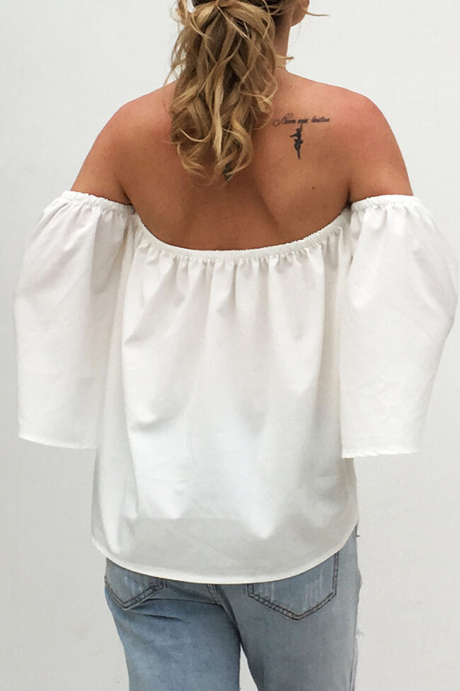 Fashion Casual Solid Split Joint Off the Shoulder Tops