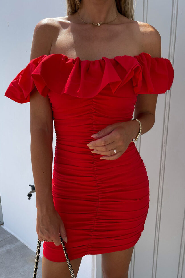 Fashion Casual Solid Fold Off the Shoulder Wrapped Skirt Dresses