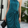 Fashion Elegant Solid Split Joint One Shoulder Irregular Dresses
