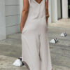 Fashion Casual Solid Frenulum Spaghetti Strap Loose Jumpsuits