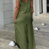 Fashion Casual Solid Frenulum Spaghetti Strap Loose Jumpsuits