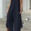 Fashion Casual Solid Frenulum Spaghetti Strap Loose Jumpsuits