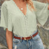 Fashion Casual Solid Split Joint V Neck Tops