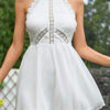 Fashion Casual Solid Hollowed Out Halter A Line Dresses
