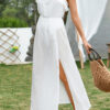Fashion Casual Solid Split Joint Slit Strapless A Line Dresses