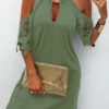 Fashion Casual Solid Hollowed Out O Neck A Line Dresses