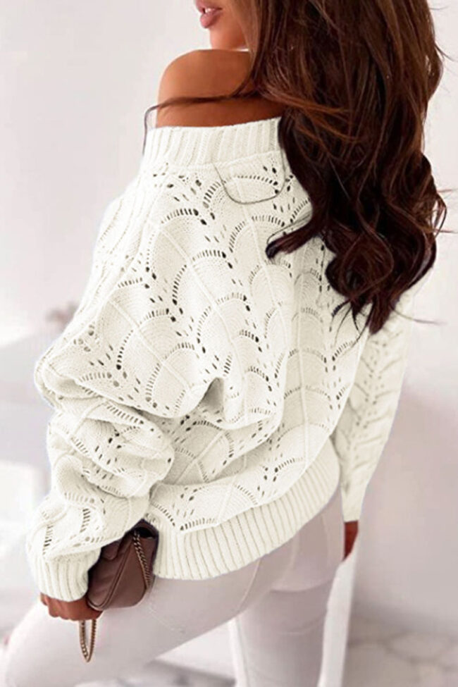 Fashion Casual Solid Hollowed Out O Neck Tops