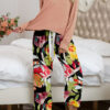 Fashion Living Print Split Joint O Neck Long Sleeve Two Pieces