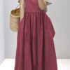 Fashion Casual Solid Split Joint Spaghetti Strap A Line Dresses