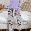 Fashion Living Print Split Joint O Neck Long Sleeve Two Pieces