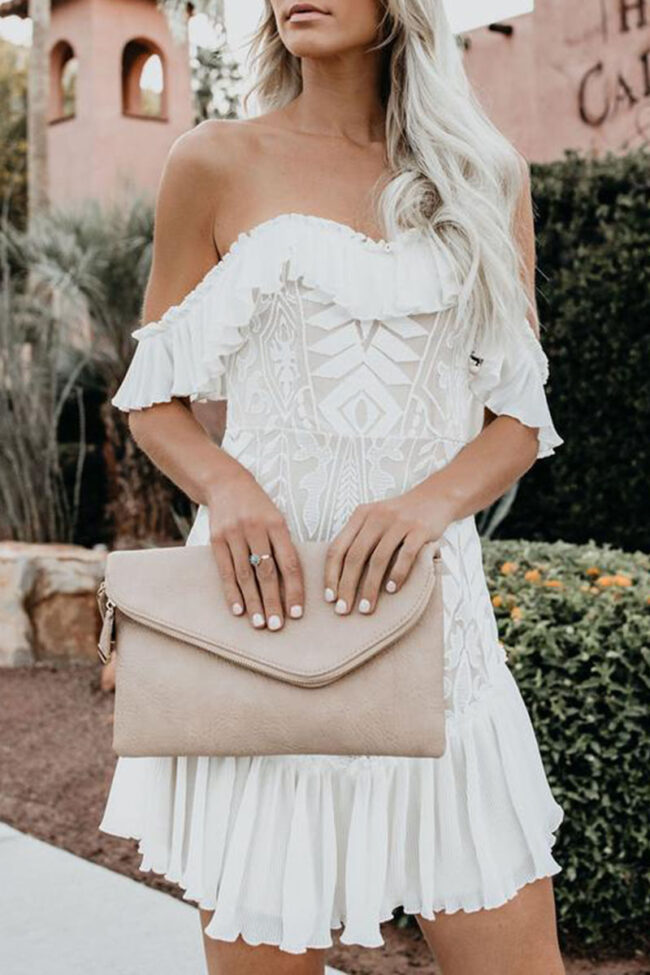 Casual Solid Hollowed Out Off the Shoulder Pleated Dresses